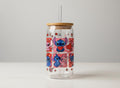 Cartoon Valentine Glass Can Cup | Bamboo Lid & Straw, 16oz