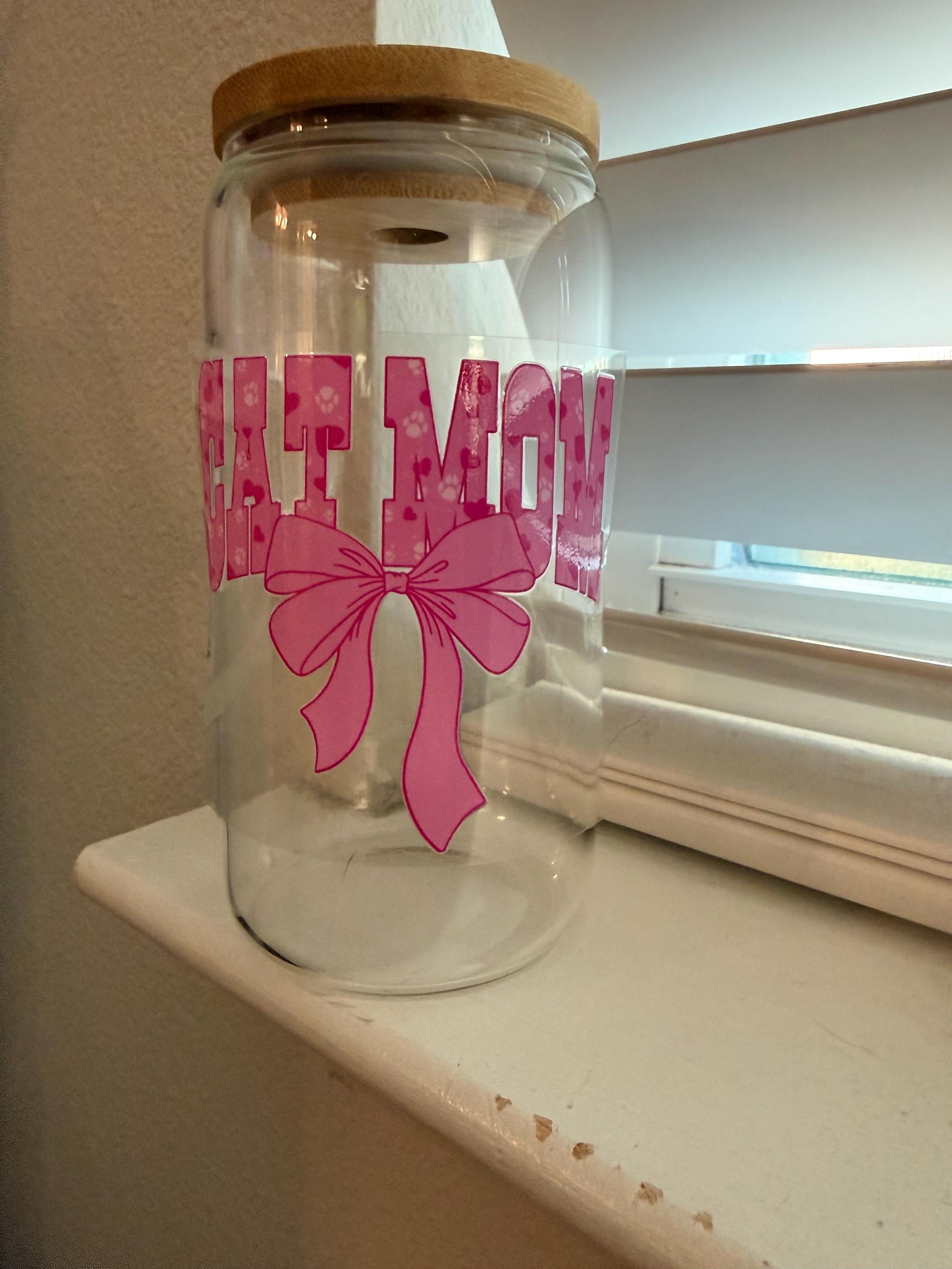 Cat Mom Pink Bow Tumbler