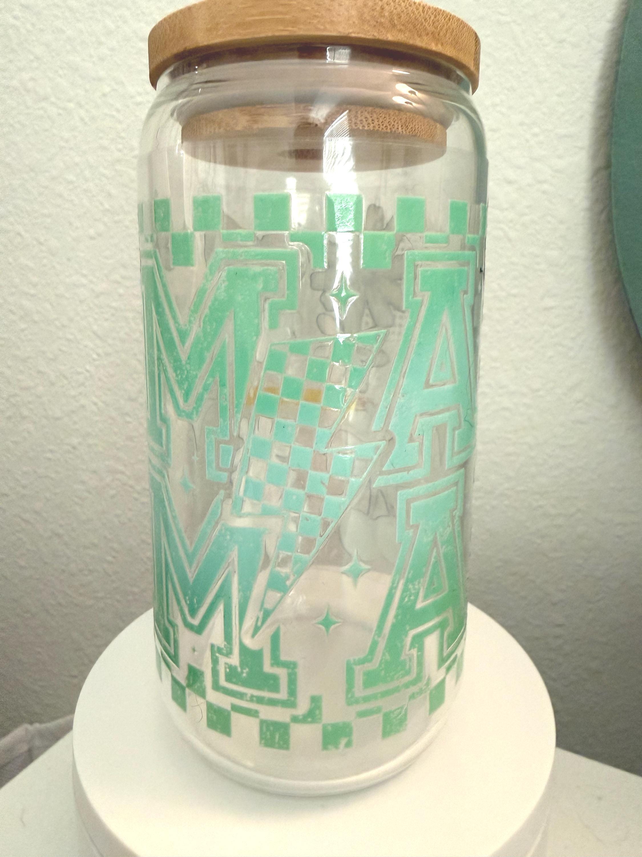 Retro Mama Glass Tumbler | Iced Coffee Cup with Bamboo Lid