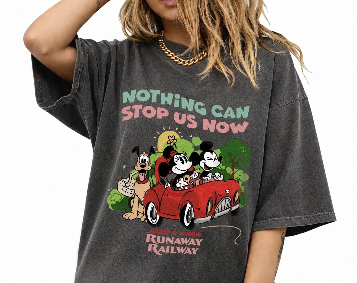 Nothing Can Stop Us Now Vintage Cartoon Road Trip Graphic T-Shirt | Magical Park Adventure Unisex Tee