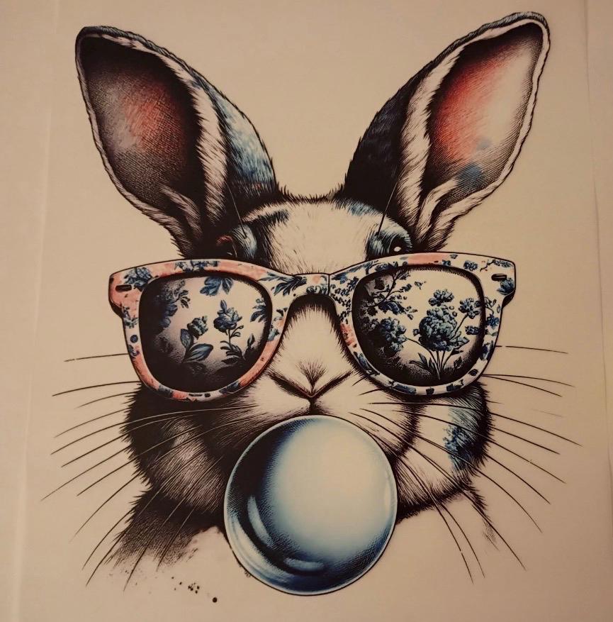 Funny Bunny Shirt with Glasses & Bubblegum | Cute Rabbit Graphic Tee | Trendy Animal Art Shirt | Unisex Graphic T-Shirt | Gift for Bunny Lov
