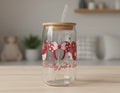 Pink Bow Glass Can Cup | Girly Iced Coffee Tumbler