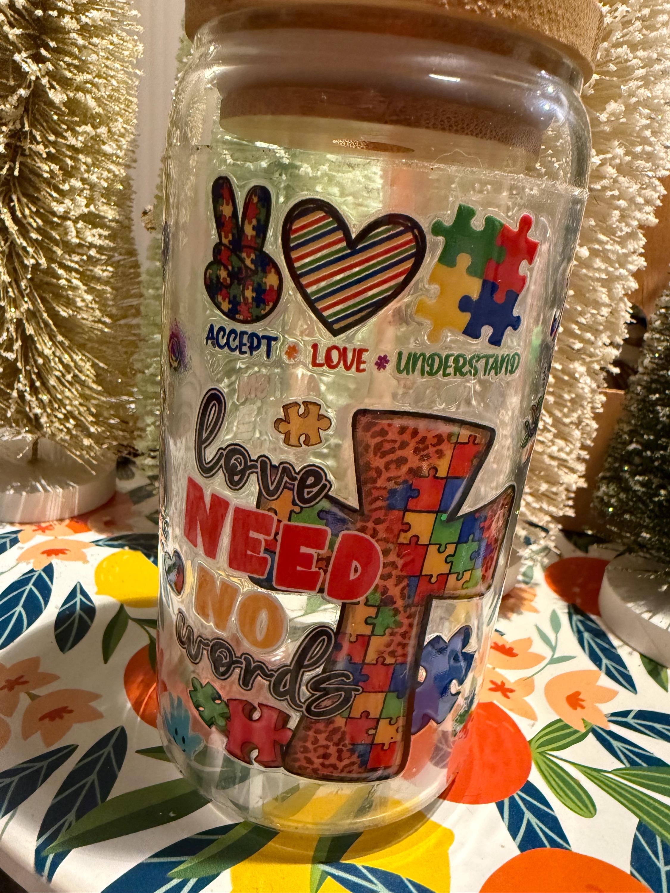 Love needs no words Autism Awareness 16oz. Tumbler
