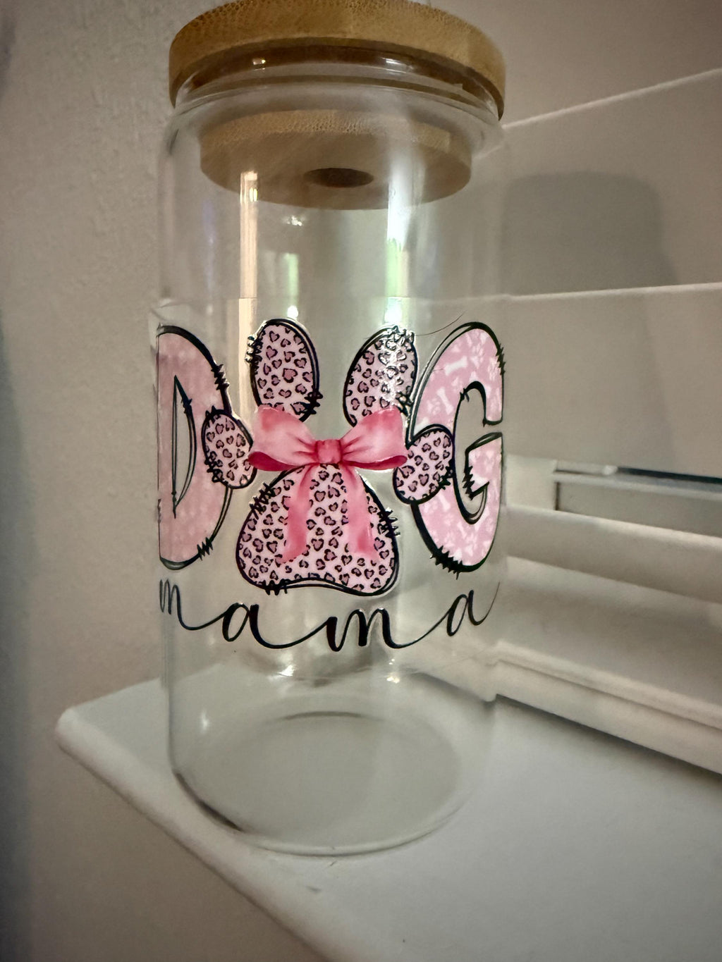 Dog Mama pink animal print Tumbler