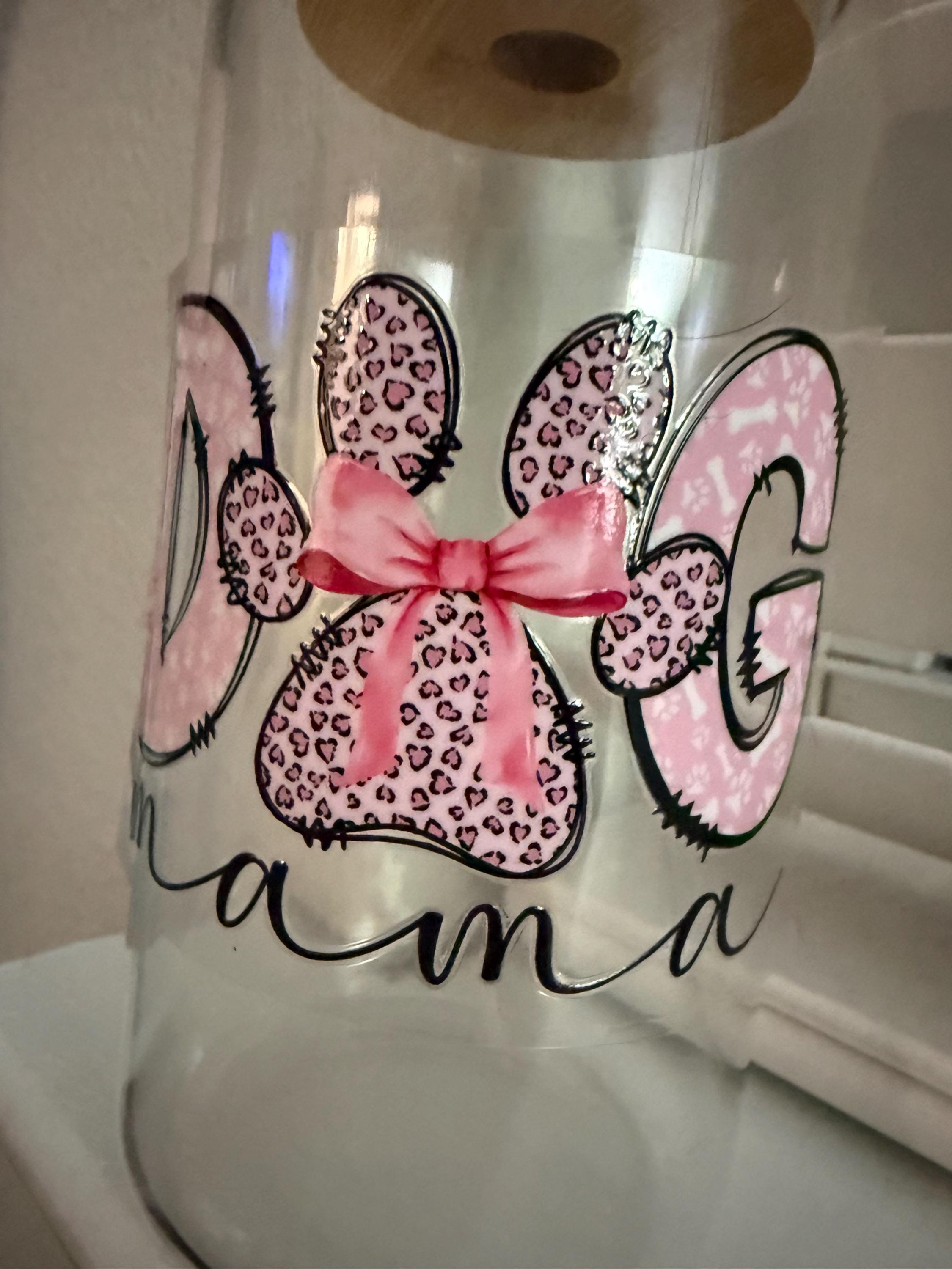 Dog Mama pink animal print Tumbler